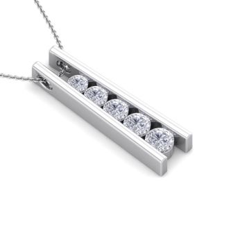 1/2 Carat Diamond Journey Ladder Necklace In 14 Karat White Gold, 18 Inches