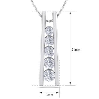 1/2 Carat Diamond Journey Ladder Necklace In 14 Karat White Gold, 18 Inches