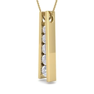 1/2 Carat Diamond Journey Ladder Necklace In 14 Karat Yellow Gold, 18 Inches