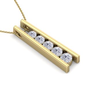 1/2 Carat Diamond Journey Ladder Necklace In 14 Karat Yellow Gold, 18 Inches