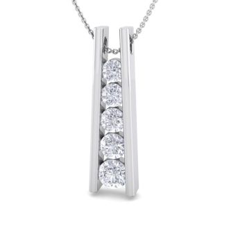 3/4 Carat Diamond Journey Ladder Necklace In 14 Karat White Gold, 18 Inches