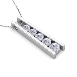 3/4 Carat Diamond Journey Ladder Necklace In 14 Karat White Gold, 18 Inches