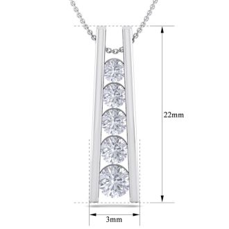 3/4 Carat Diamond Journey Ladder Necklace In 14 Karat White Gold, 18 Inches