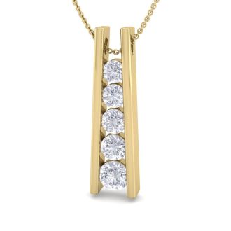 3/4 Carat Diamond Journey Ladder Necklace In 14 Karat Yellow Gold, 18 Inches