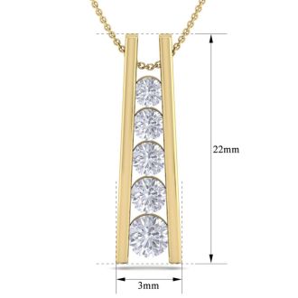 3/4 Carat Diamond Journey Ladder Necklace In 14 Karat Yellow Gold, 18 Inches