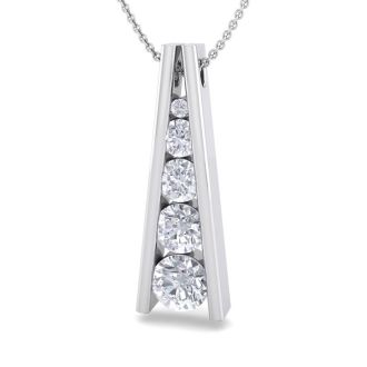 1 Carat Diamond Journey Ladder Necklace In 14 Karat White Gold, 18 Inches
