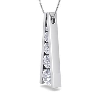 1 Carat Diamond Journey Ladder Necklace In 14 Karat White Gold, 18 Inches
