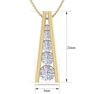 1 Carat Diamond Journey Ladder Necklace In 14 Karat Yellow Gold, 18 Inches