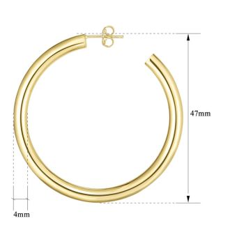 14 Karat Yellow Gold Thick Polished Hoop Earrings, 2 Inches