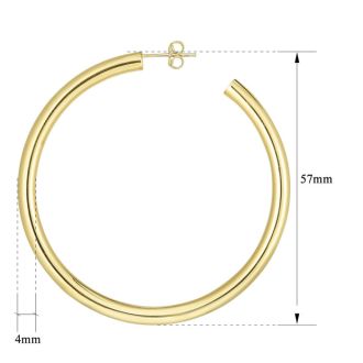 14 Karat Yellow Gold Thick Polished Hoop Earrings, 2 1/4 Inches