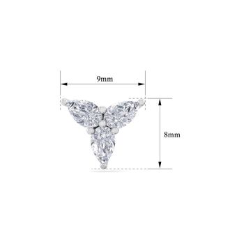 1/2 Carat Pear Shape Diamond Cluster Earrings In 14 Karat White Gold