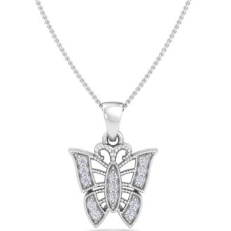 Diamond Butterfly Pendant in 10k White Gold