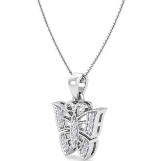 Diamond Butterfly Pendant in 10k White Gold