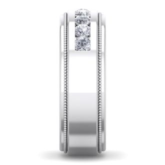 1 Carat Mens Diamond Band Ring In 14 Karat White Gold