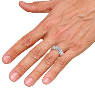 1 Carat Mens Diamond Band Ring In 14 Karat White Gold