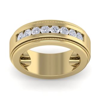 1 Carat Mens Diamond Band Ring In 14 Karat Yellow Gold