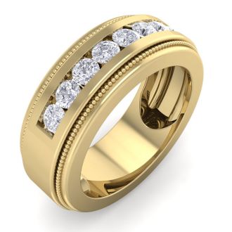 1 Carat Mens Diamond Band Ring In 14 Karat Yellow Gold