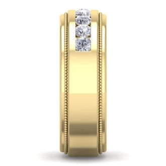 1 Carat Mens Diamond Band Ring In 14 Karat Yellow Gold
