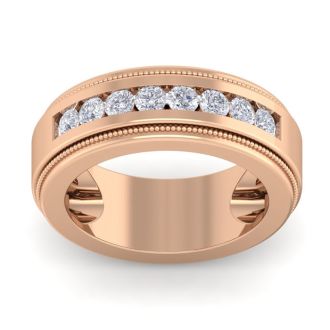 1 Carat Mens Diamond Band Ring In 14 Karat Rose Gold