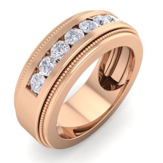 1 Carat Mens Diamond Band Ring In 14 Karat Rose Gold