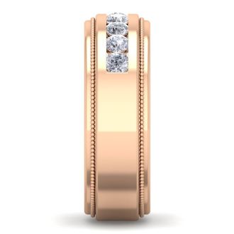 1 Carat Mens Diamond Band Ring In 14 Karat Rose Gold