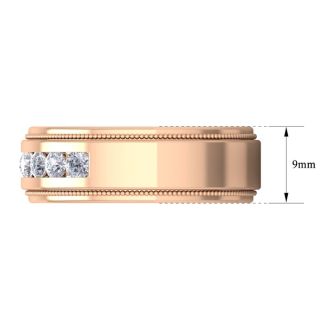 1 Carat Mens Diamond Band Ring In 14 Karat Rose Gold