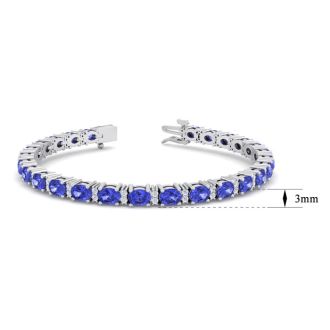 5 3/4 Carat Oval Shape Tanzanite and Diamond Bracelet In 14 Karat White Gold, 7 Inches