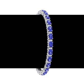 5 3/4 Carat Oval Shape Tanzanite and Diamond Bracelet In 14 Karat White Gold, 7 Inches