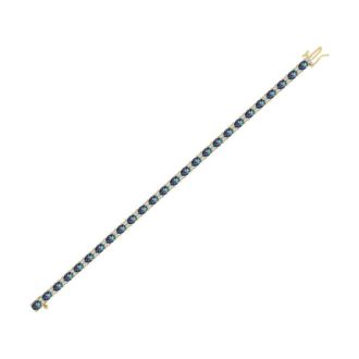 6 Carat Oval Shape Mystic Topaz and Diamond Bracelet In 14 Karat Yellow Gold, 7 Inches