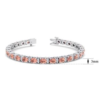 5 Carat Oval Shape Morganite Bracelet With Diamonds In 14 Karat White Gold, 7 Inches