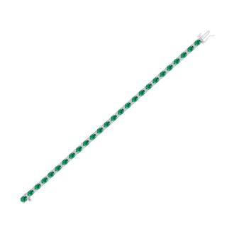 5 Carat Oval Shape Emerald and Diamond Bracelet In 14 Karat White Gold, 7 Inches