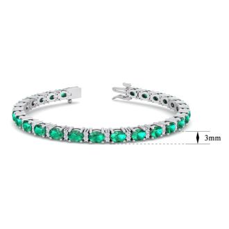 5 Carat Oval Shape Emerald and Diamond Bracelet In 14 Karat White Gold, 7 Inches