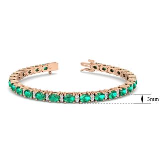 5 Carat Oval Shape Emerald and Diamond Bracelet In 14 Karat Rose Gold, 7 Inches