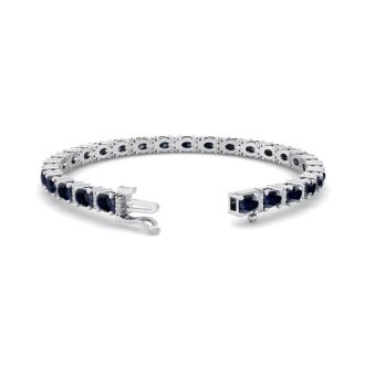 7 Carat Oval Shape Sapphire and Diamond Bracelet In 14 Karat White Gold, 7 Carat Oval Shape Sapphire and Diamond Bracelet In 14 Karat White Gold, 7 Inches