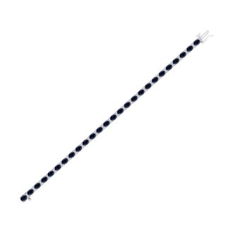 7 Carat Oval Shape Sapphire and Diamond Bracelet In 14 Karat White Gold, 7 Carat Oval Shape Sapphire and Diamond Bracelet In 14 Karat White Gold, 7 Inches