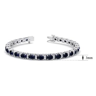 7 Carat Oval Shape Sapphire and Diamond Bracelet In 14 Karat White Gold, 7 Carat Oval Shape Sapphire and Diamond Bracelet In 14 Karat White Gold, 7 Inches