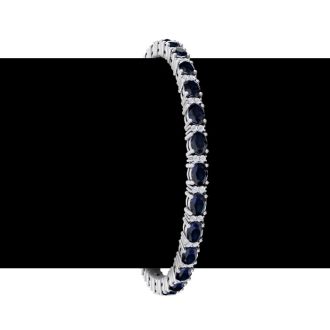 7 Carat Oval Shape Sapphire and Diamond Bracelet In 14 Karat White Gold, 7 Carat Oval Shape Sapphire and Diamond Bracelet In 14 Karat White Gold, 7 Inches