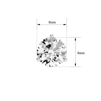 2 Carat Moissanite Martini Single Stud Earring In 14K White Gold 