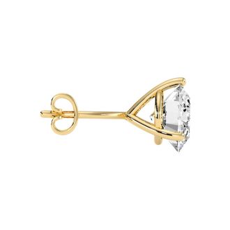2 Carat Moissanite Martini Single Stud Earring In 14K Yellow Gold 