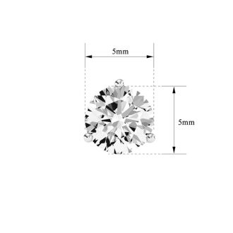 1 Carat Moissanite Martini Stud Earrings In 14K White Gold 