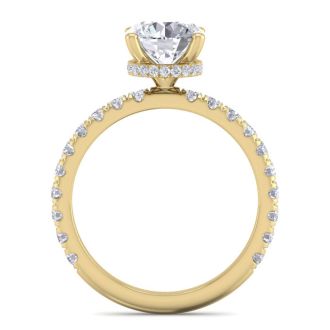 2 Carat Round Shape Hidden Halo Diamond Engagement Ring In 14 Karat Yellow Gold