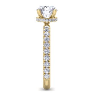 2 Carat Round Shape Hidden Halo Diamond Engagement Ring In 14 Karat Yellow Gold