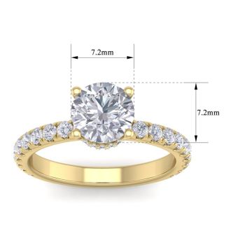 2 Carat Round Shape Hidden Halo Diamond Engagement Ring In 14 Karat Yellow Gold