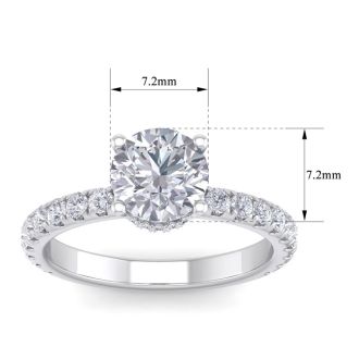 2 Carat Round Shape Hidden Halo Diamond Engagement Ring In 14 Karat White Gold