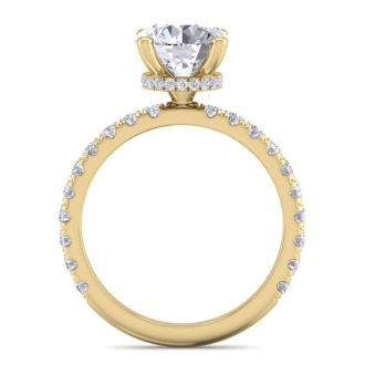 2 1/2 Carat Round Shape Hidden Halo Diamond Engagement Ring In 14 Karat Yellow Gold