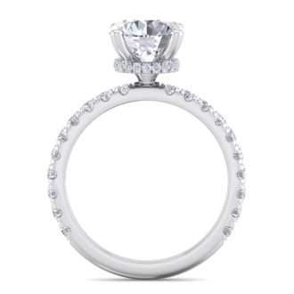 2 1/2 Carat Round Shape Hidden Halo Diamond Engagement Ring In 14 Karat White Gold