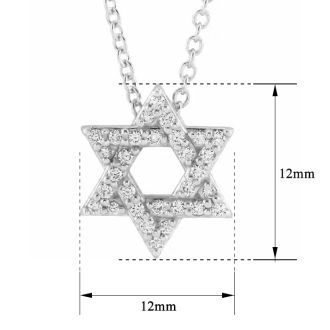1/8 Carat Diamond Star of David Necklace In 14 Karat White Gold, 18 Inches