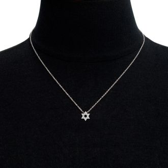 1/8 Carat Diamond Star of David Necklace In 14 Karat White Gold, 18 Inches