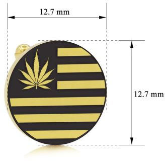 Octavius Cannabis Leaf Flag Cufflinks, Yellow Gold