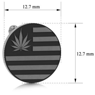 Octavius Cannabis Leaf Flag Cufflinks, Gunmetal